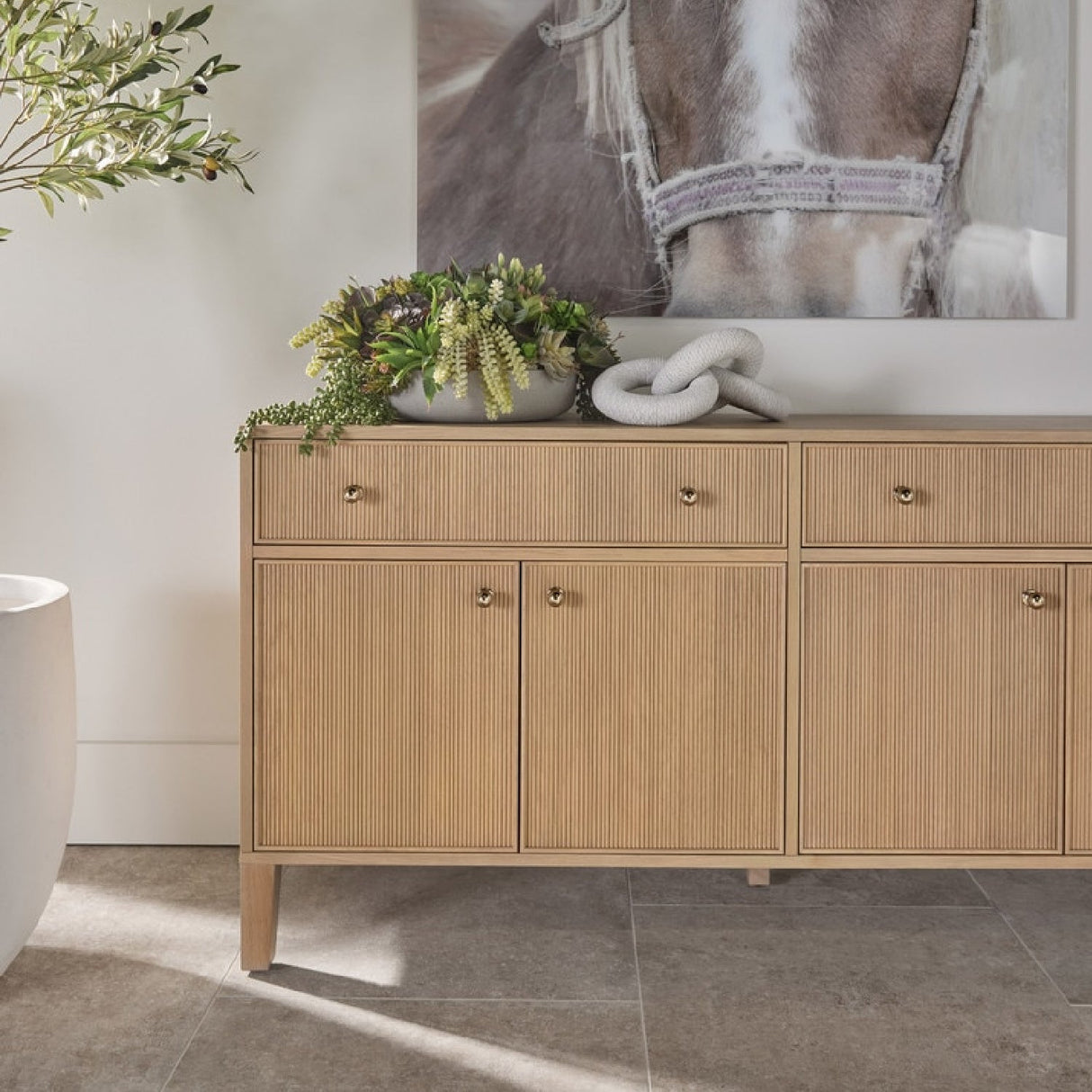 Modern European furniture - Fluted Solid Wood Media Sideboard - www.oroa.com
