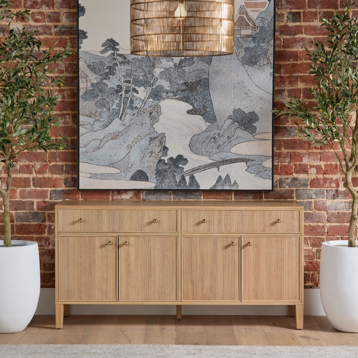 Modern European furniture - Fluted Solid Wood Media Sideboard - www.oroa.com