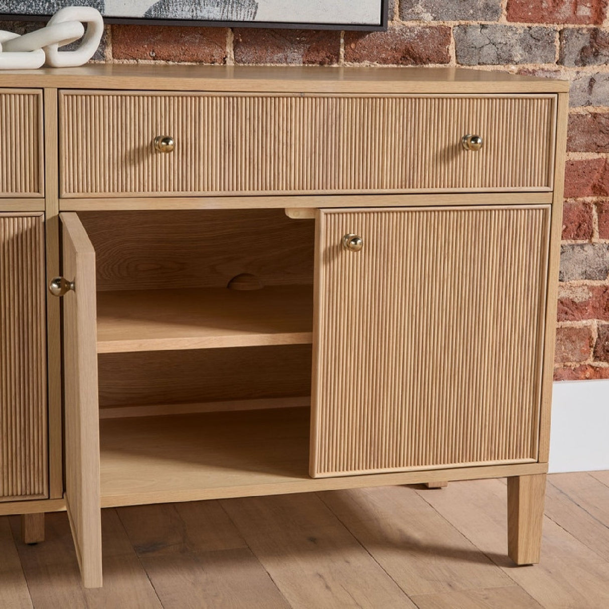 Modern European furniture - Fluted Solid Wood Media Sideboard - www.oroa.com