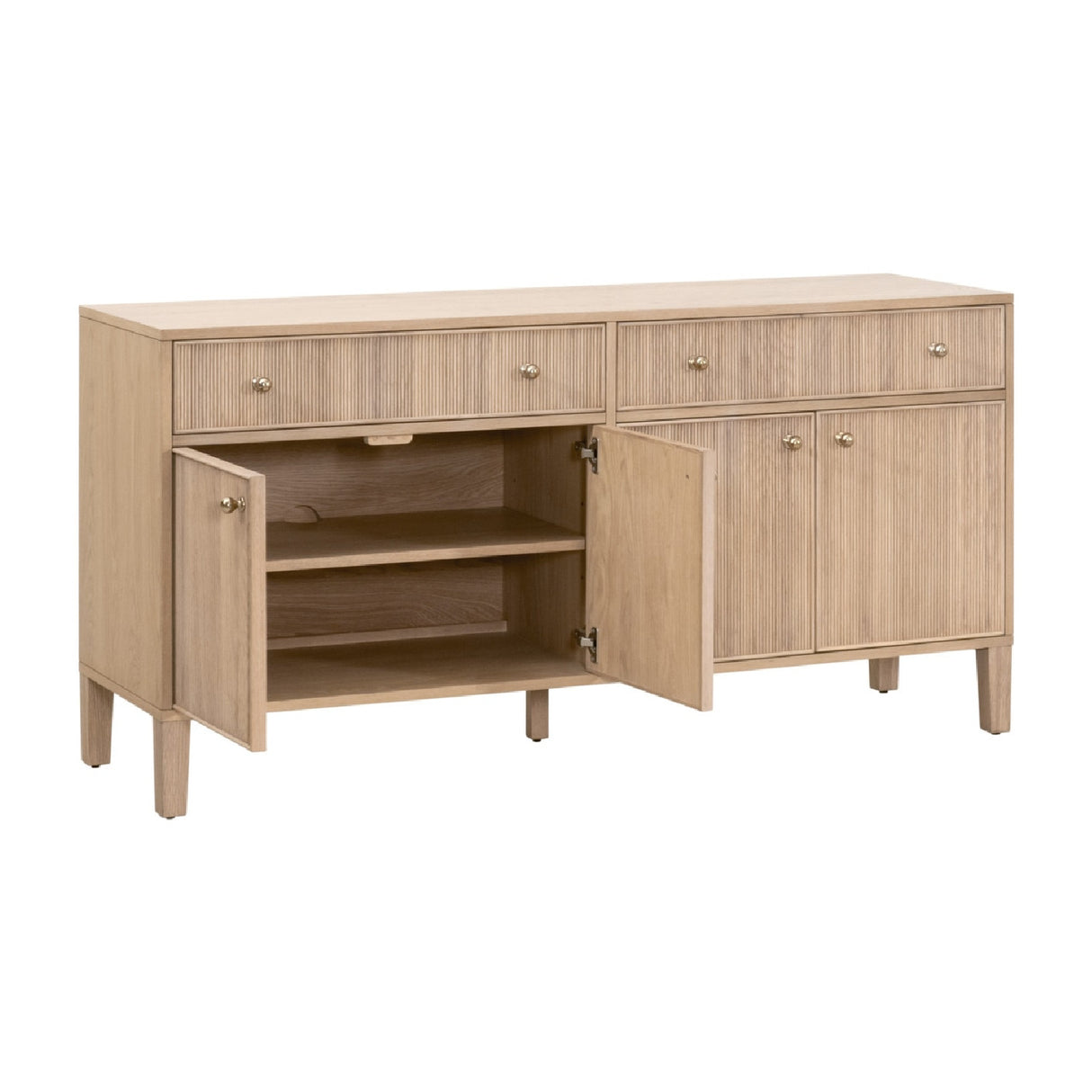 Modern European furniture - Fluted Solid Wood Media Sideboard - www.oroa.com