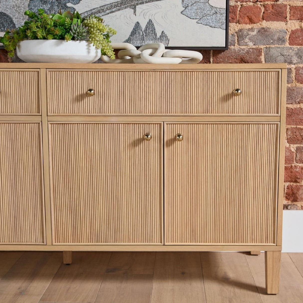 Modern European furniture - Fluted Solid Wood Media Sideboard - www.oroa.com