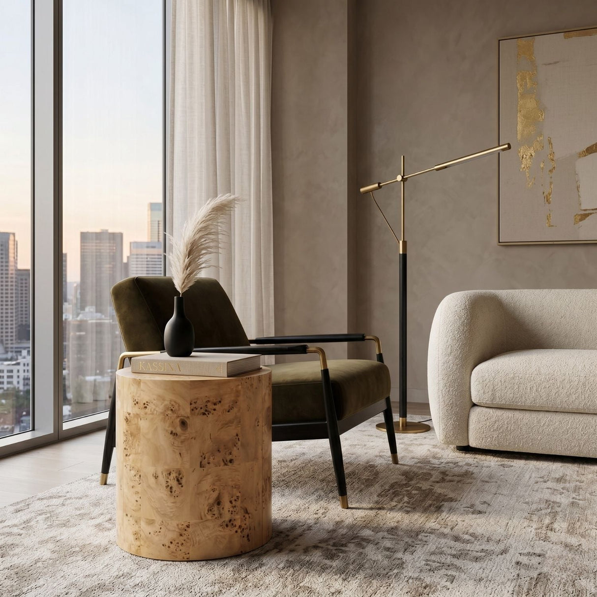 Modern European furniture - Burl Wood Cylindrical Accent Table - www.oroa.com