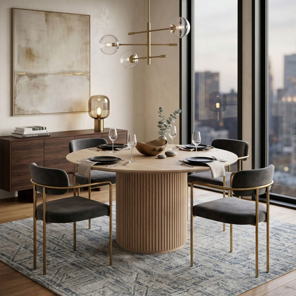 Modern European furniture - Round Natural Oak Dining Table - www.oroa.com