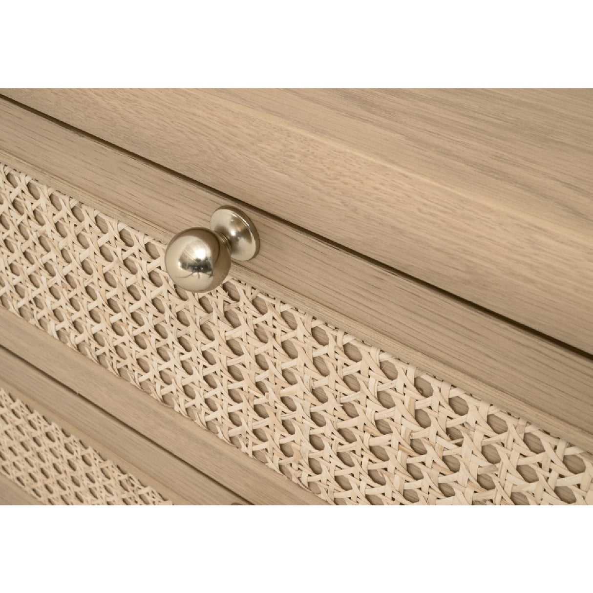 Modern European furniture - Oak Framed Cane 3-Drawer Nightstand - www.oroa.com