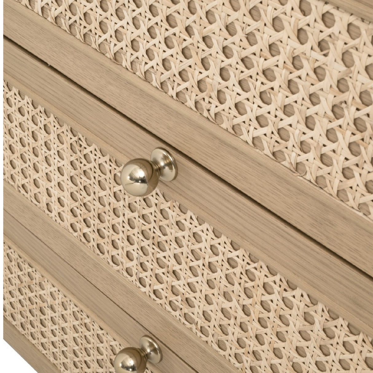Modern European furniture - Oak Framed Cane 3-Drawer Nightstand - www.oroa.com