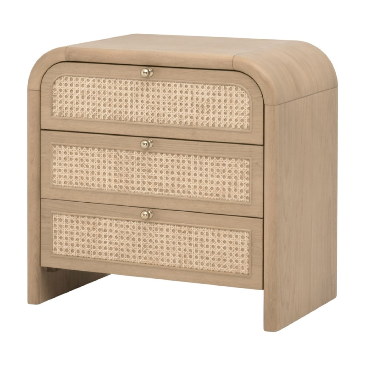 Modern European furniture - Oak Framed Cane 3-Drawer Nightstand - www.oroa.com