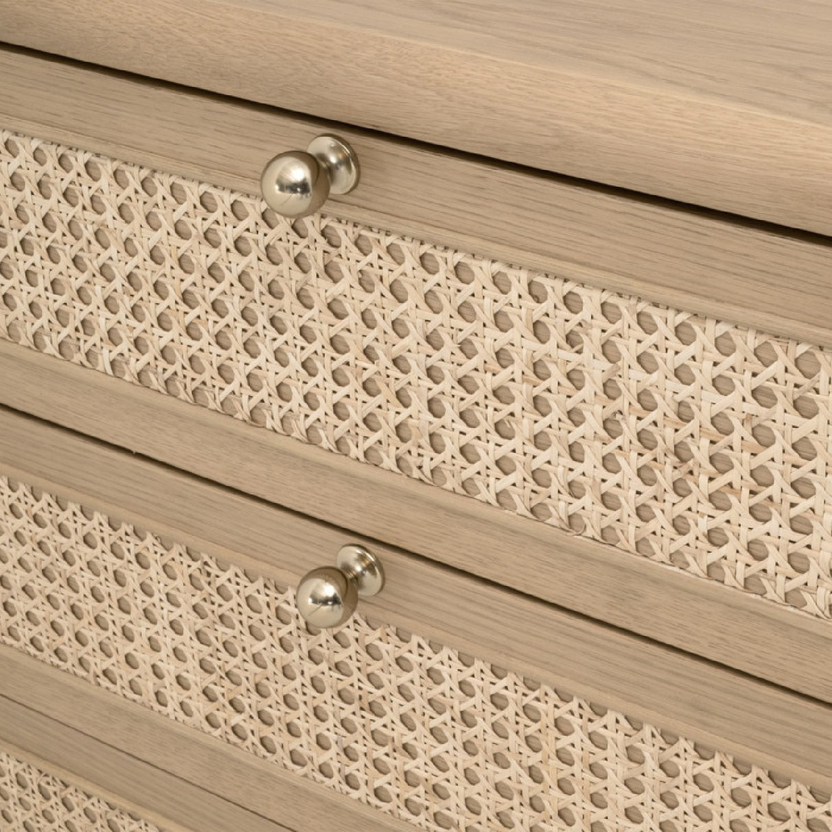 Modern European furniture - Oak Framed Cane 3-Drawer Nightstand - www.oroa.com