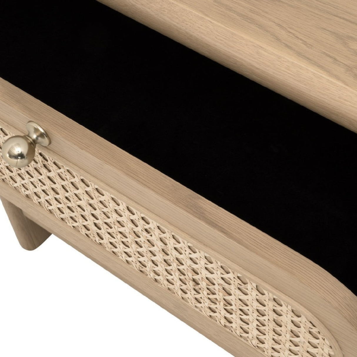 Modern European furniture - Oak Framed Cane 3-Drawer Nightstand - www.oroa.com