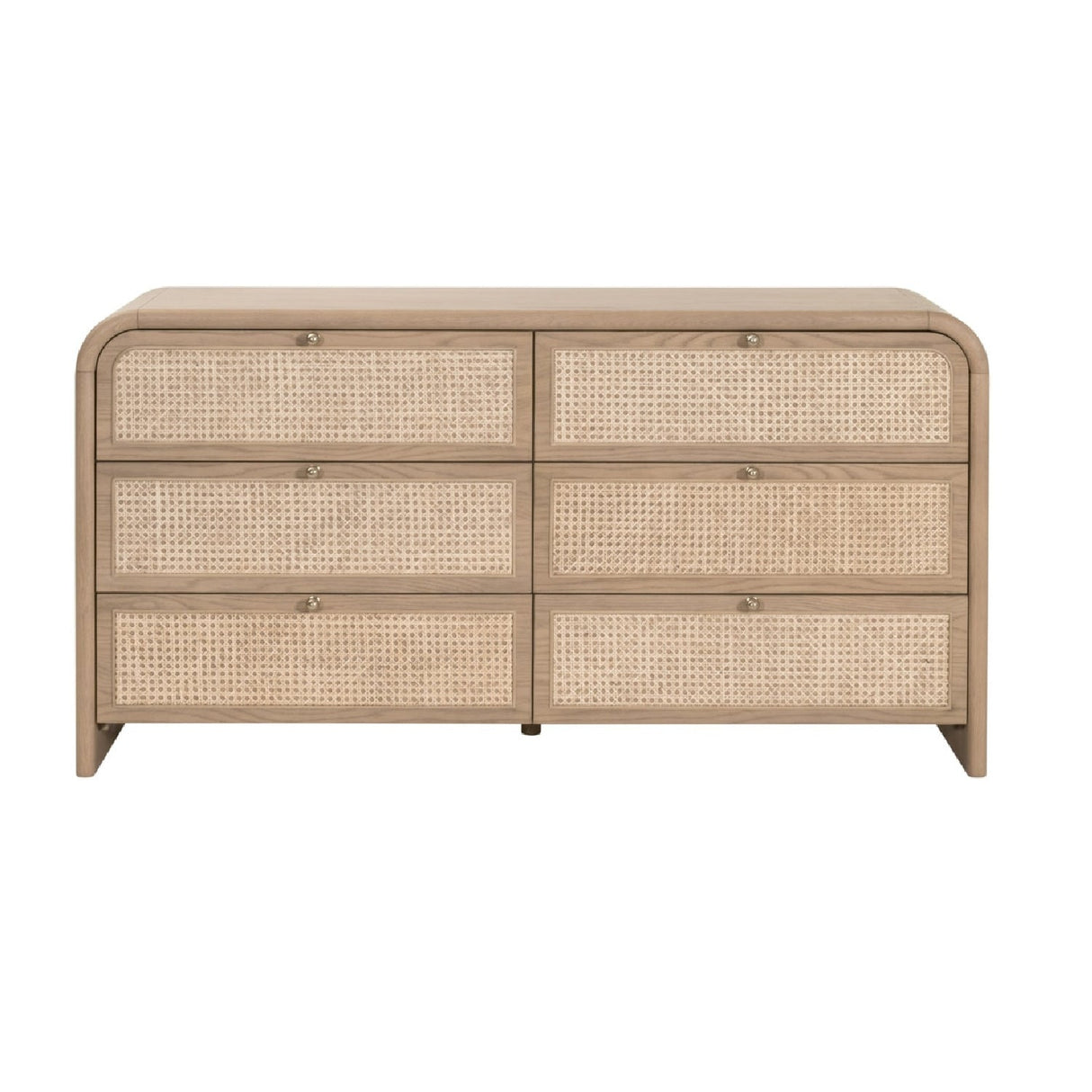 Modern European furniture - Oak Framed Cane 6-Drawer Dresser - www.oroa.com