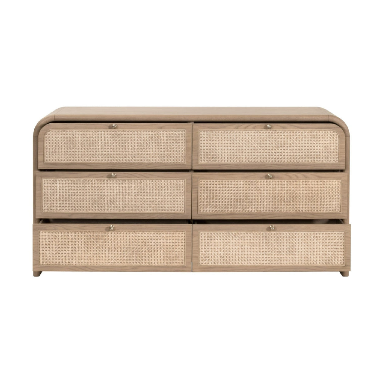 Modern European furniture - Oak Framed Cane 6-Drawer Dresser - www.oroa.com