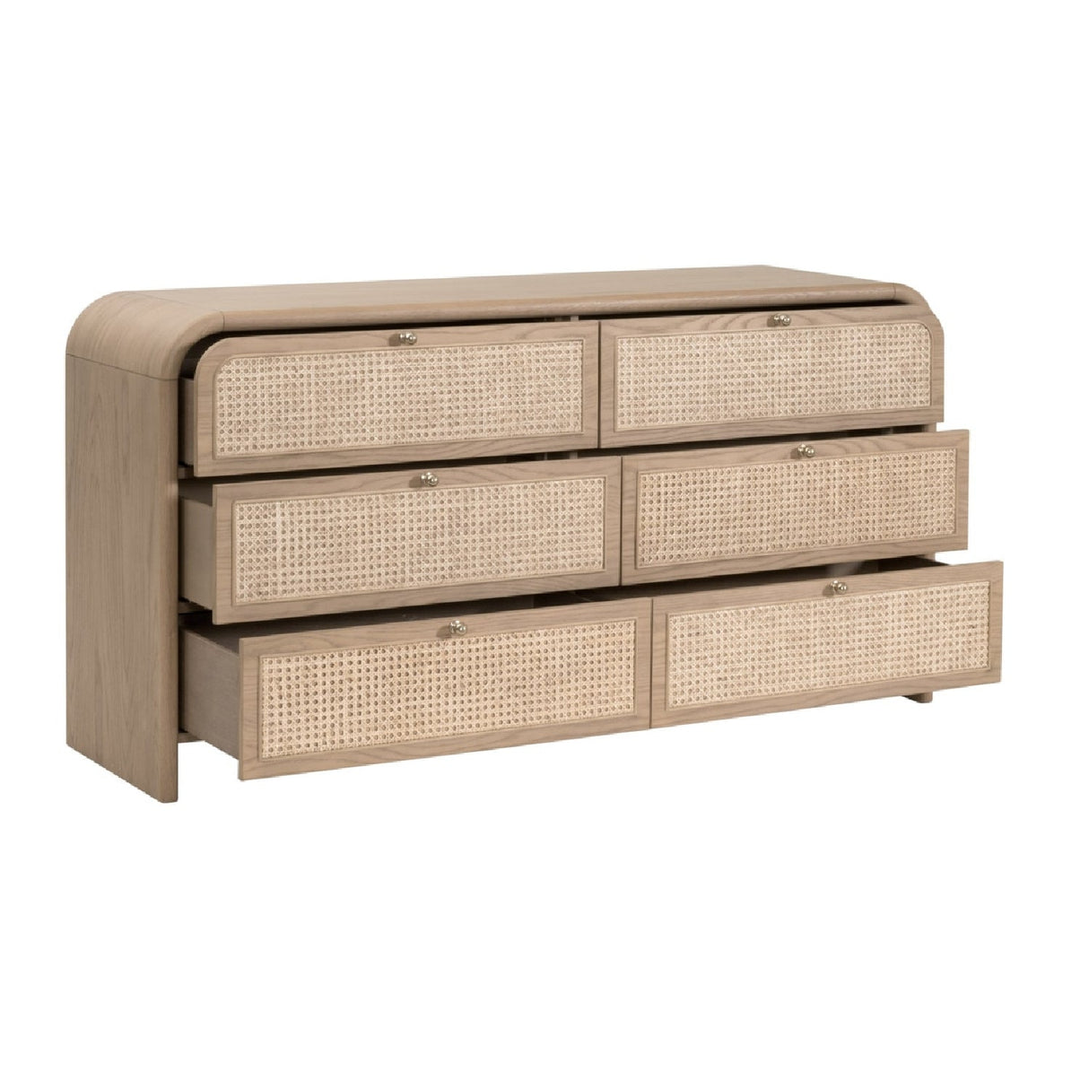 Modern European furniture - Oak Framed Cane 6-Drawer Dresser - www.oroa.com