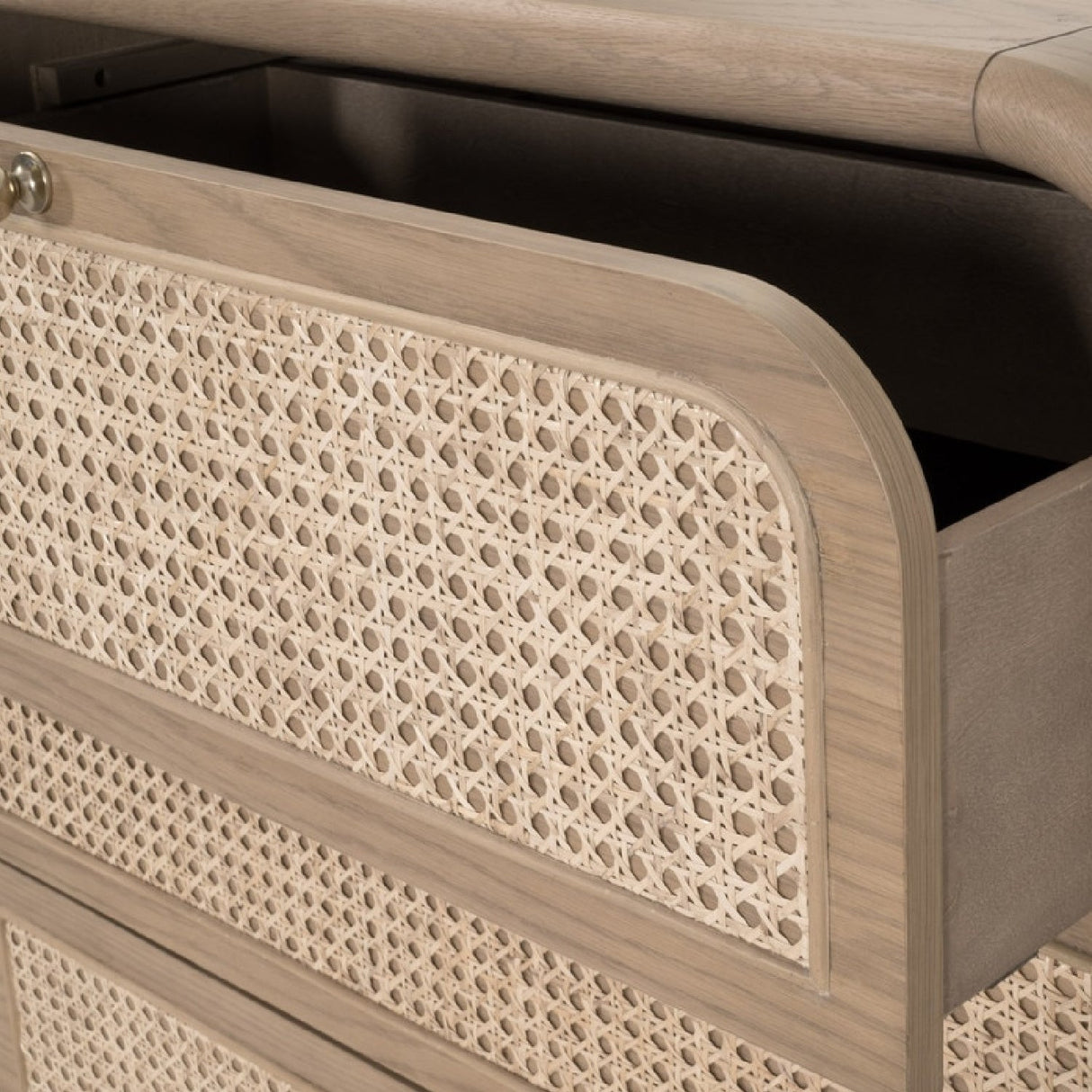 Modern European furniture - Oak Framed Cane 6-Drawer Dresser - www.oroa.com
