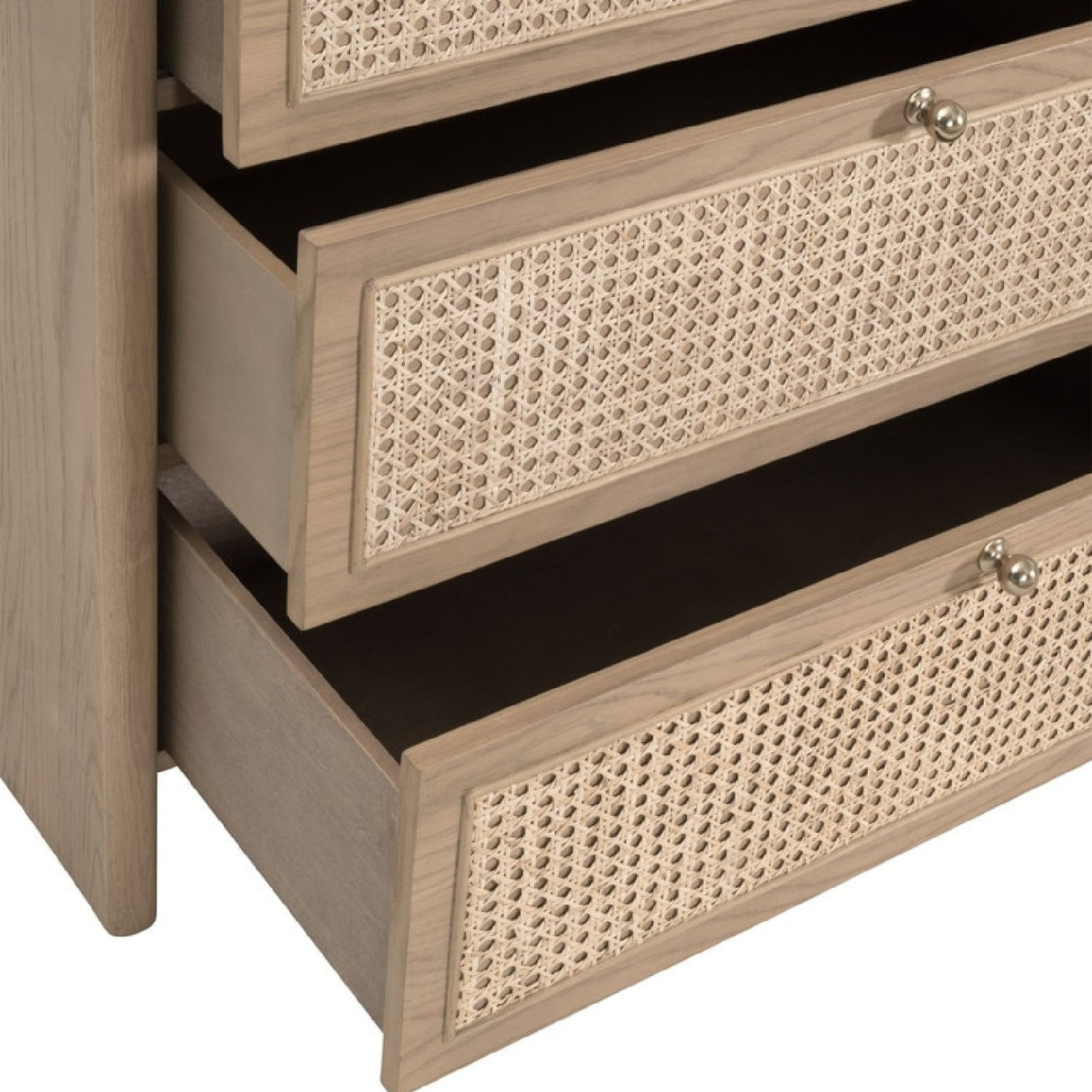 Modern European furniture - Oak Framed Cane 6-Drawer Dresser - www.oroa.com