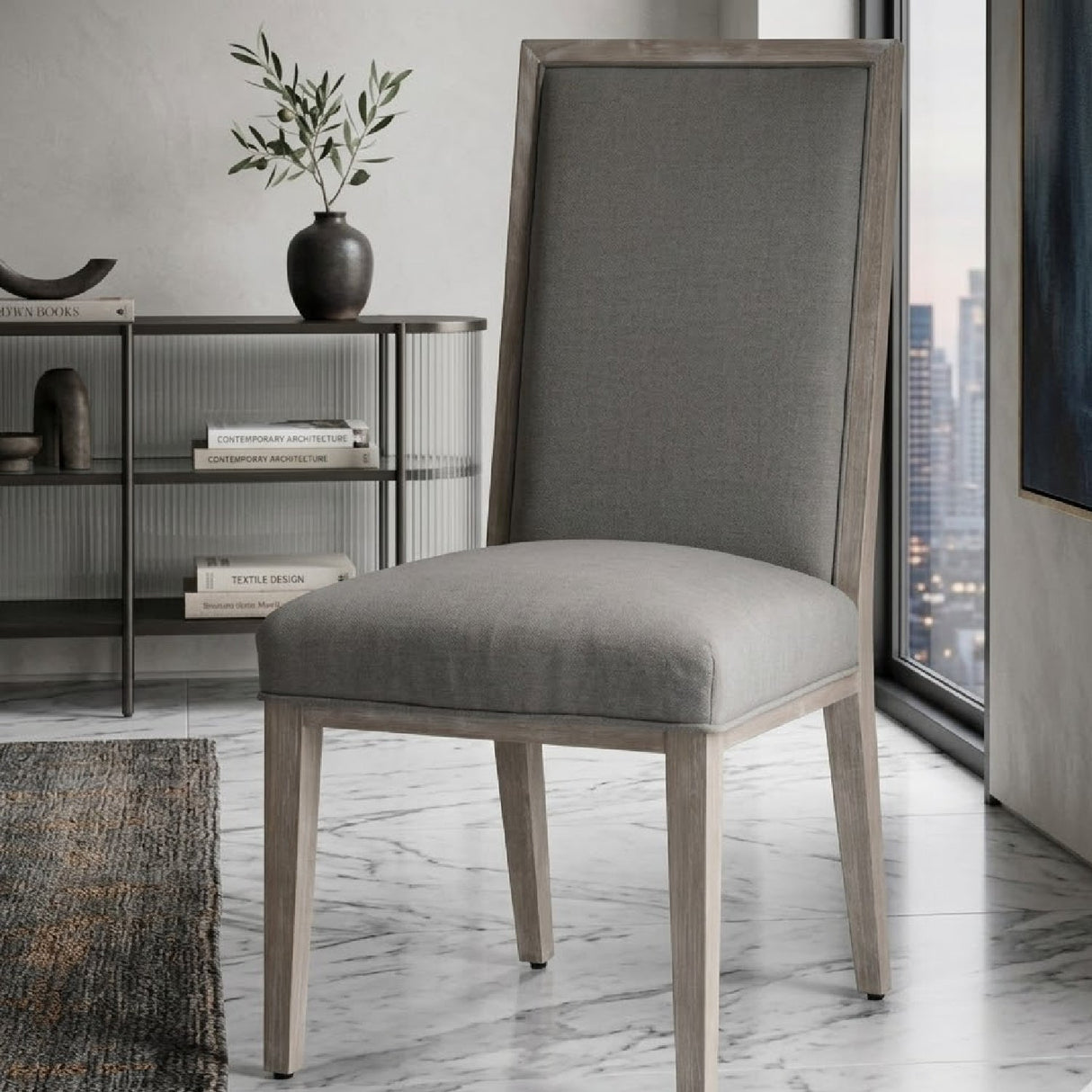 Solid Wood Framed Dining Chairs (2) | Living Essentials Martin – angled view