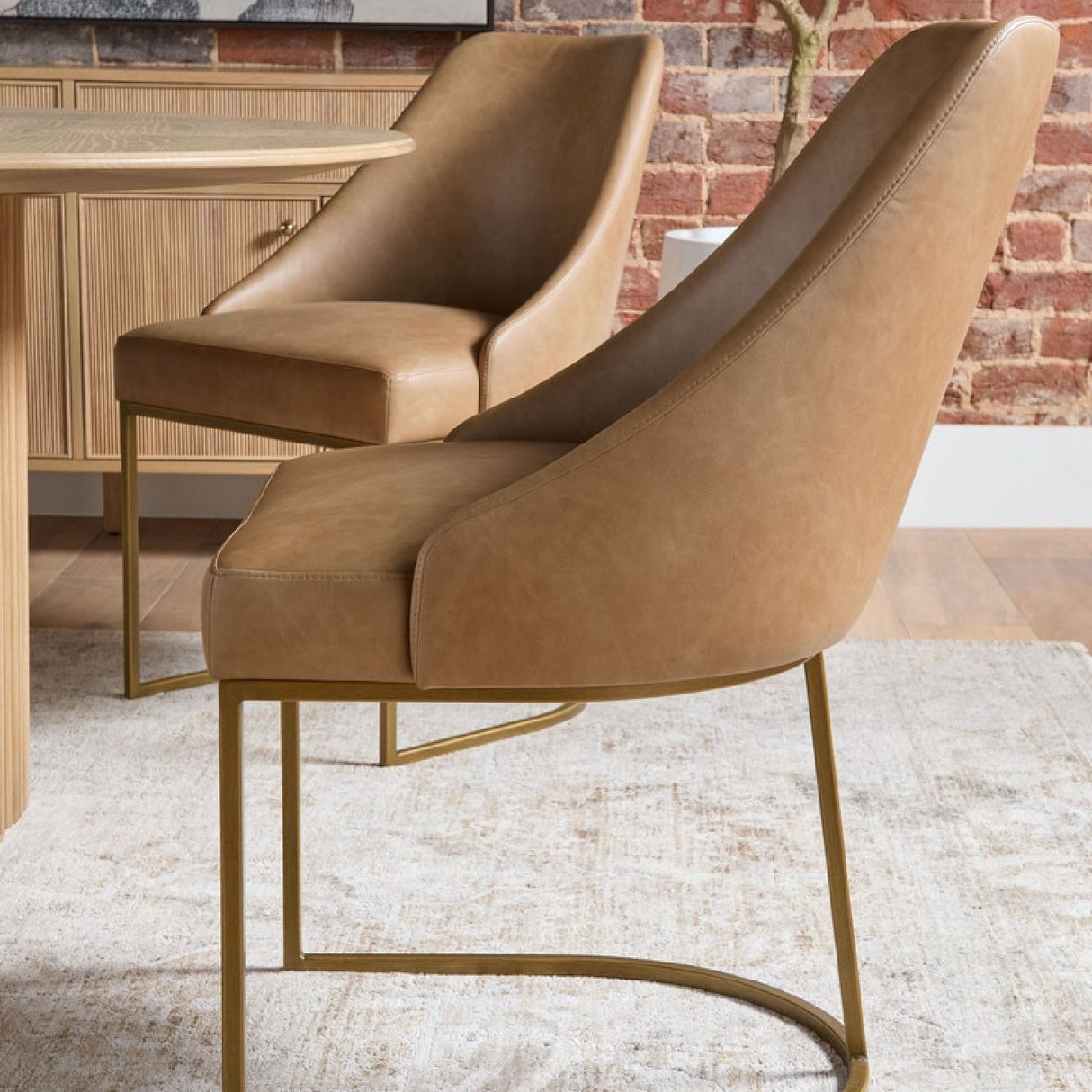 Modern European furniture - Brown Vegan Leather Dining Chairs (2) - www.oroa.com