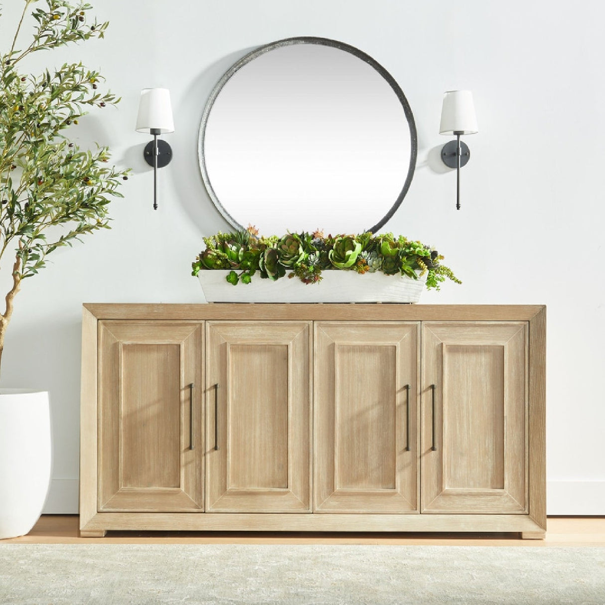 Modern European furniture - 4-Door Acacia Media Sideboard - www.oroa.com