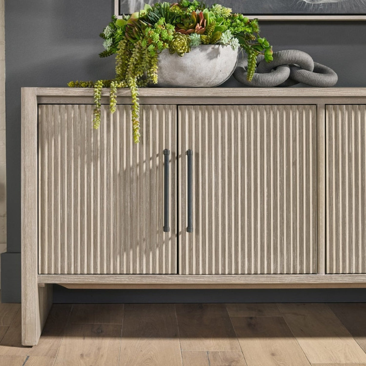 Modern European furniture - Gray Acacia 4-Door Media Sideboard - www.oroa.com