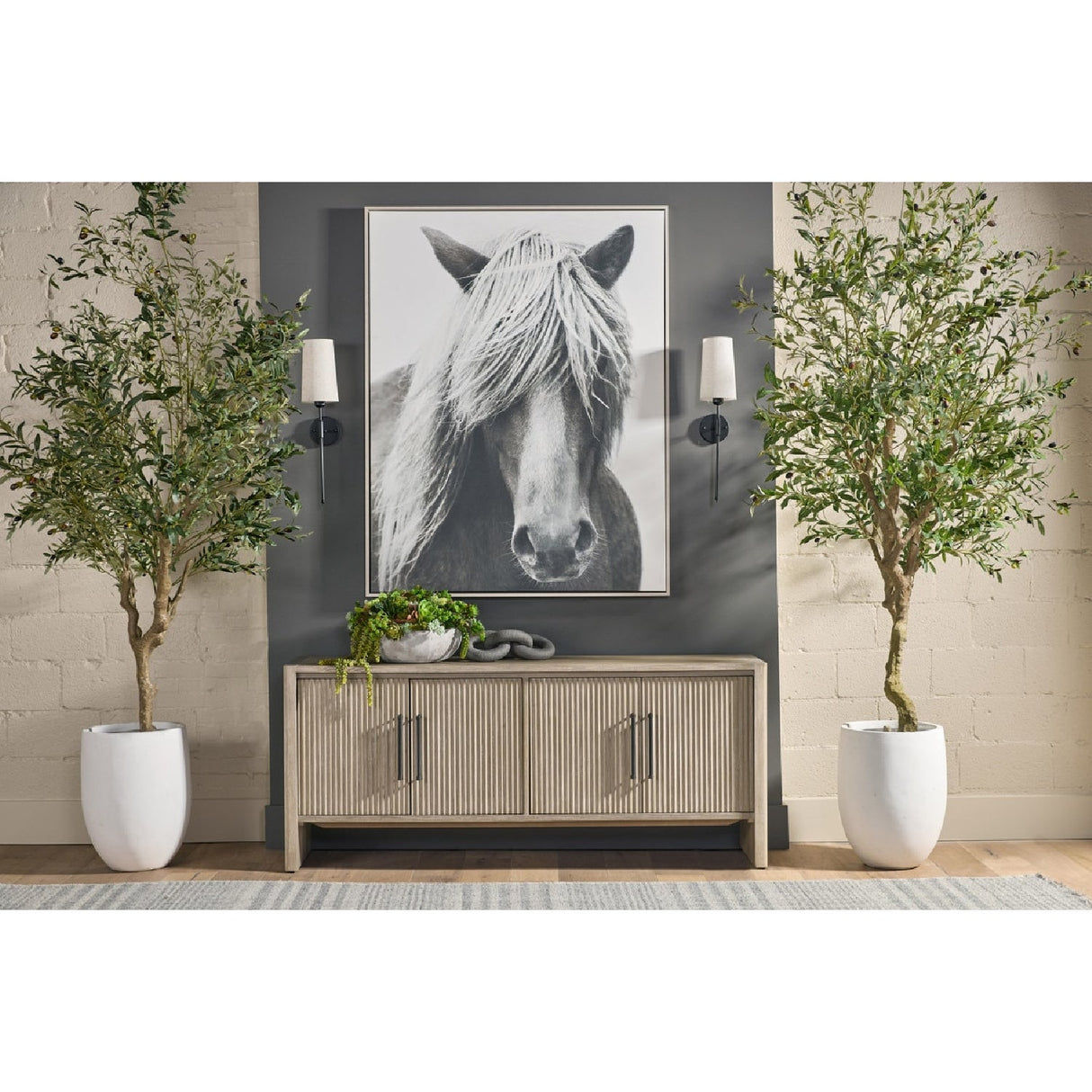 Gray Acacia 4-Door Media Sideboard | Living Essentials Halloway