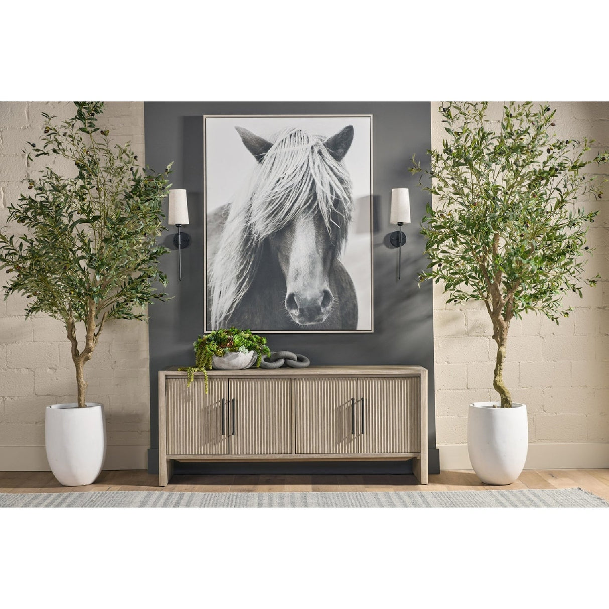 Modern European furniture - Gray Acacia 4-Door Media Sideboard - www.oroa.com