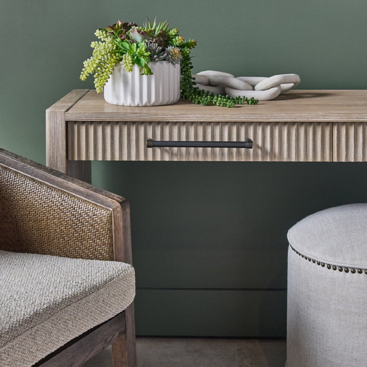 Modern European furniture - Gray Acacia 2-Drawer Console Table - www.oroa.com