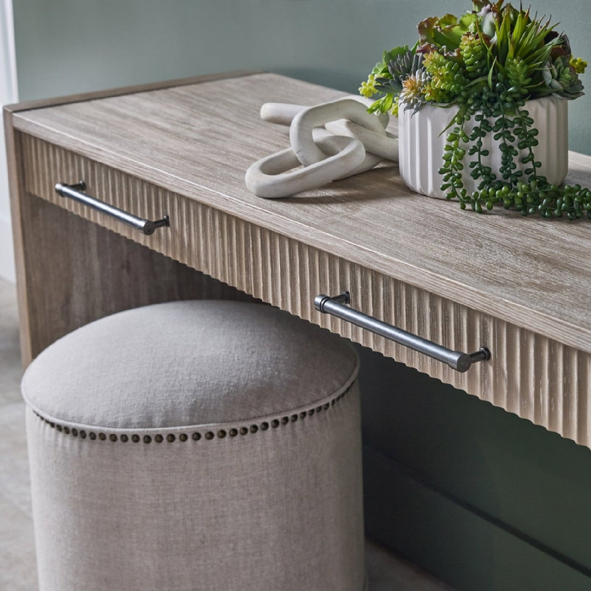 Modern European furniture - Gray Acacia 2-Drawer Console Table - www.oroa.com