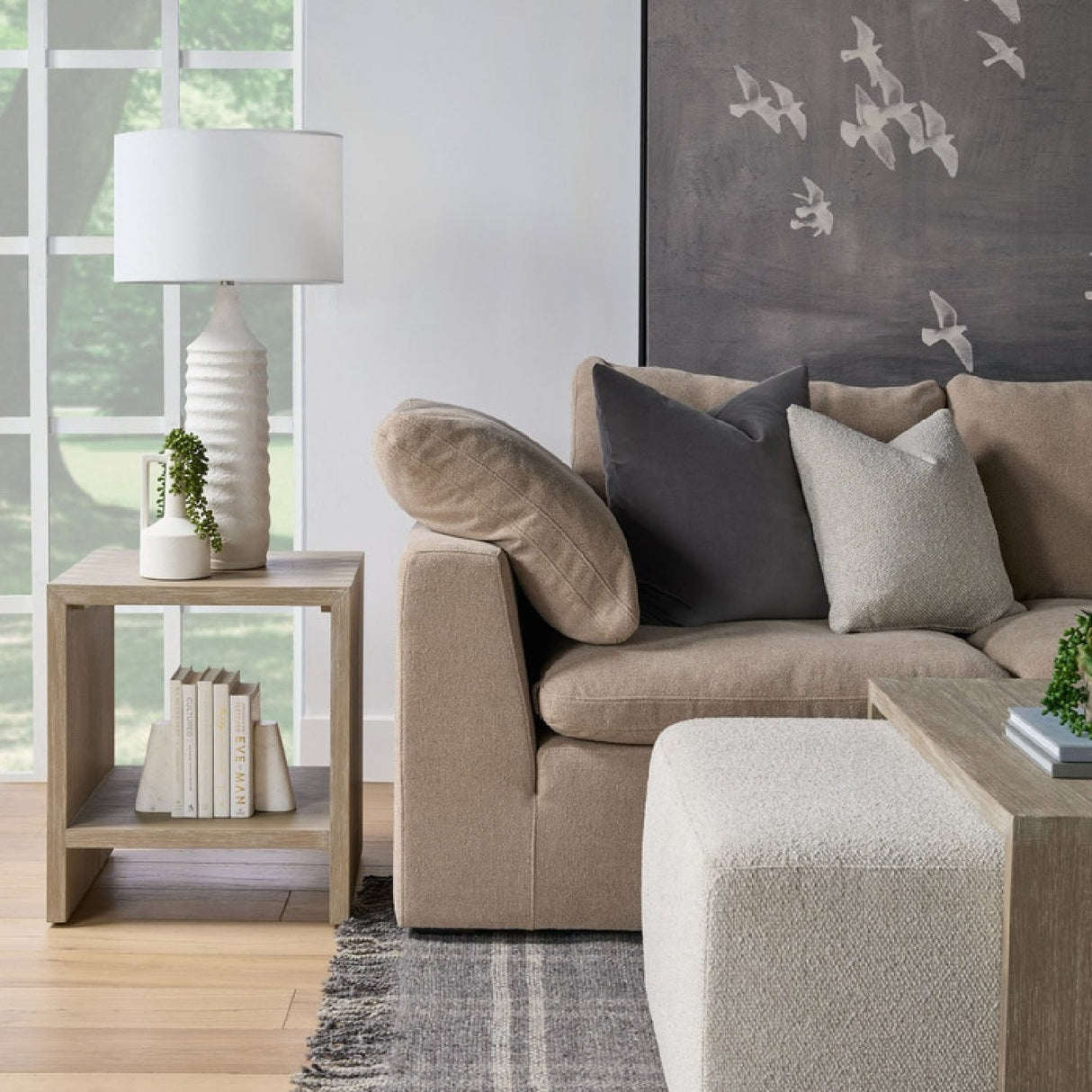 Modern European furniture - Natural Gray Acacia End Table - www.oroa.com