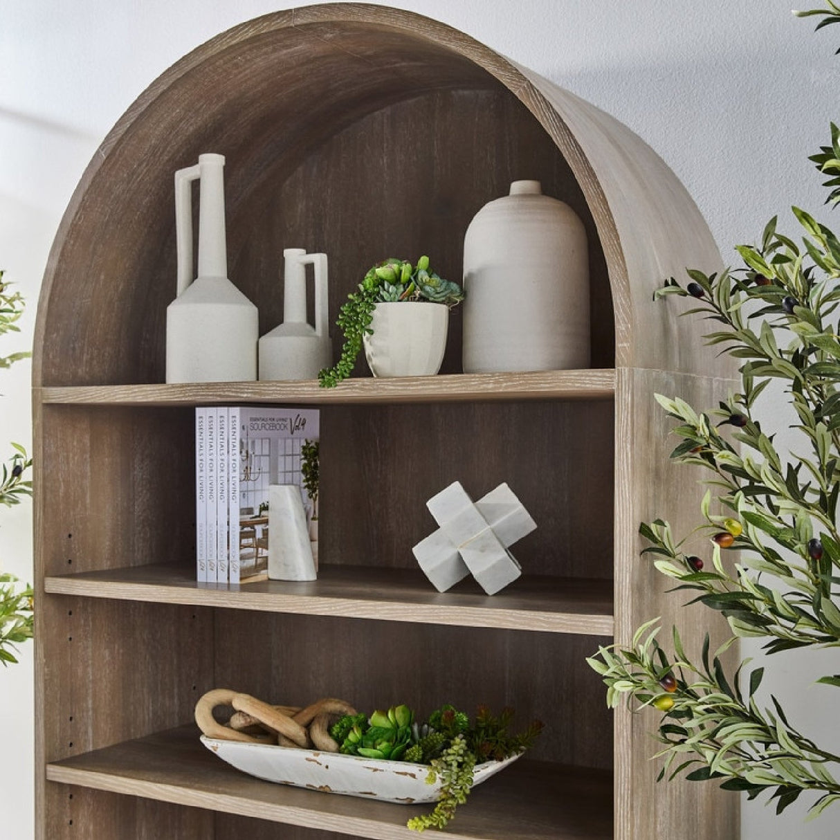 Modern European furniture - Gray Acacia Arched Bookcase - www.oroa.com