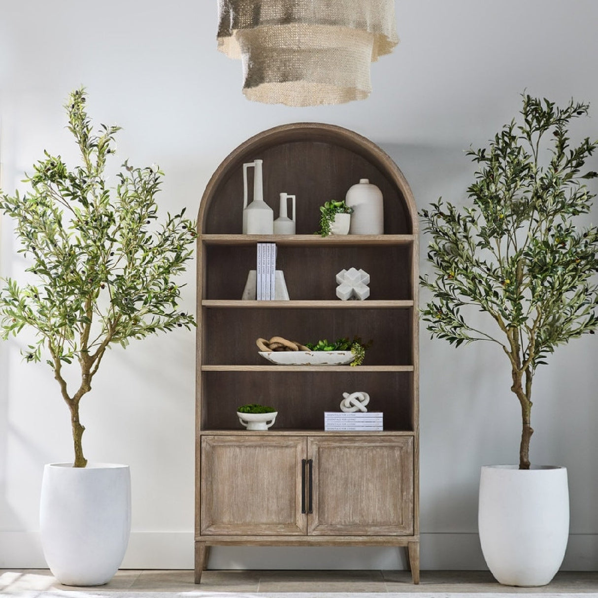 Modern European furniture - Gray Acacia Arched Bookcase - www.oroa.com