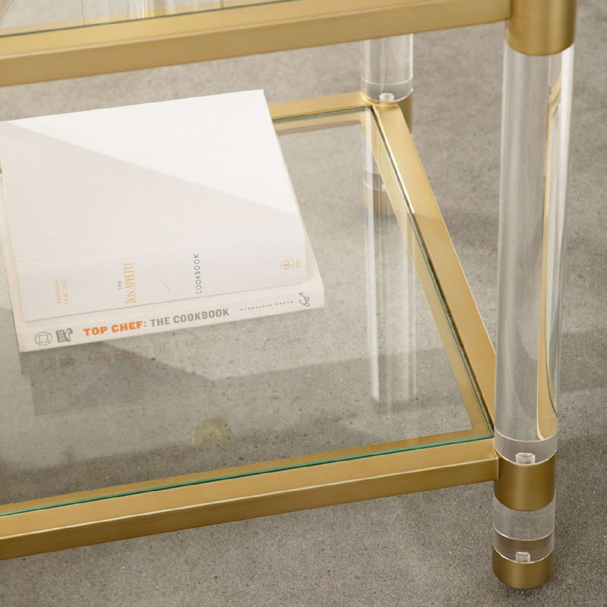 Modern European furniture - Brass Framed Glass End Table - www.oroa.com
