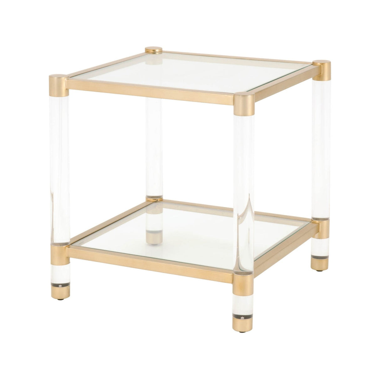 Modern European furniture - Brass Framed Glass End Table - www.oroa.com