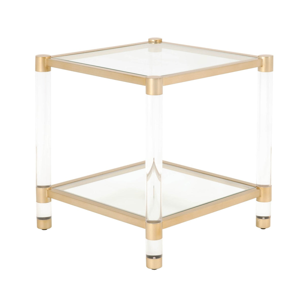 Modern European furniture - Brass Framed Glass End Table - www.oroa.com