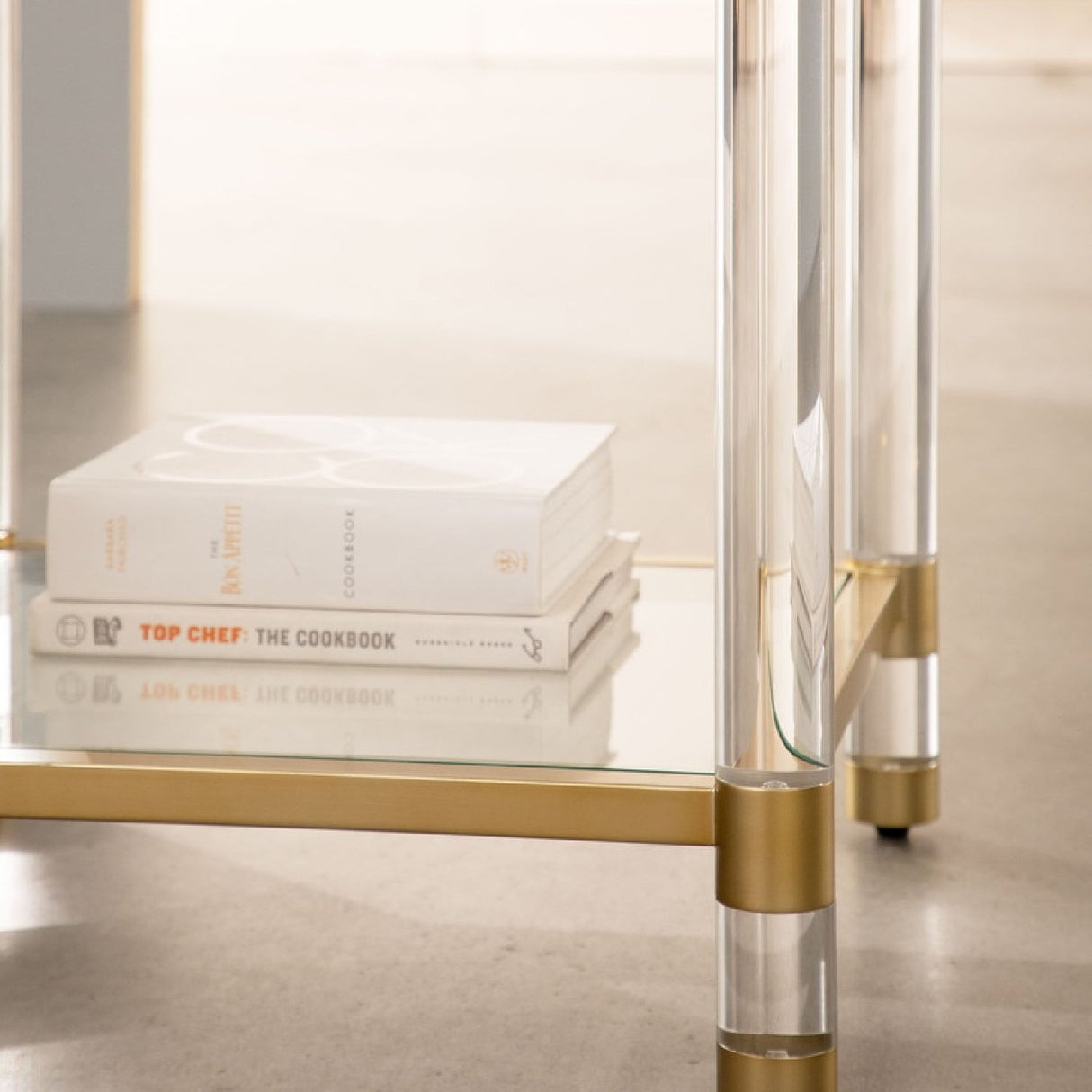 Modern European furniture - Brass Framed Glass End Table - www.oroa.com