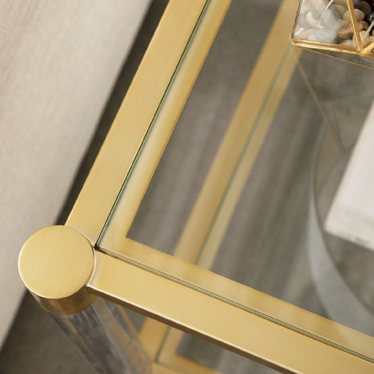 Modern European furniture - Brass Framed Glass End Table - www.oroa.com