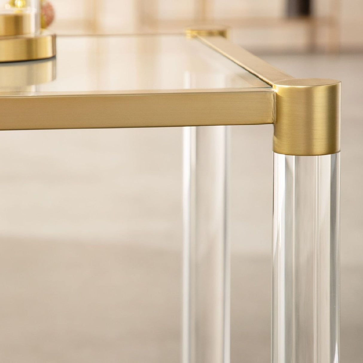 Modern European furniture - Brass Framed Glass End Table - www.oroa.com