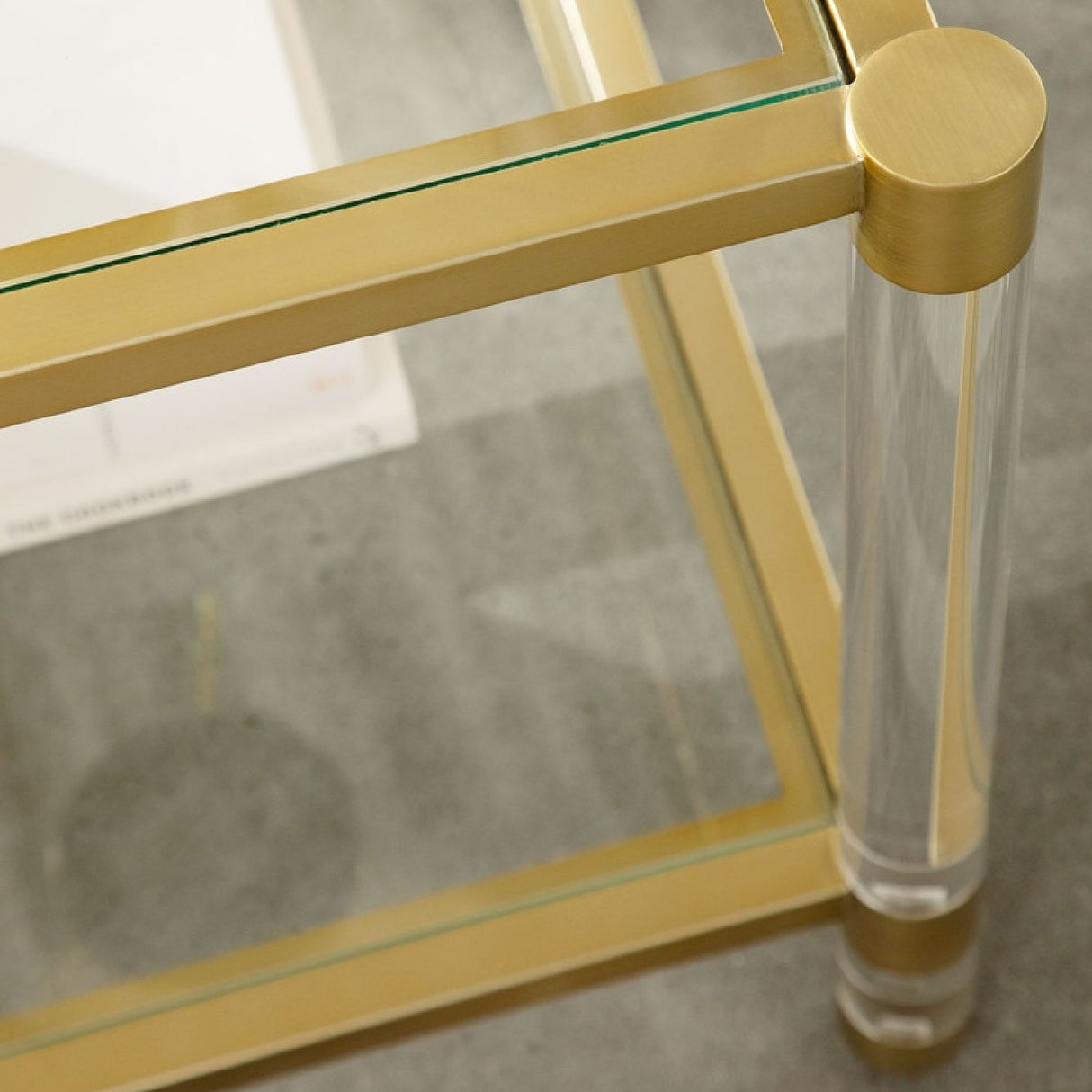 Modern European furniture - Brass Framed Glass End Table - www.oroa.com