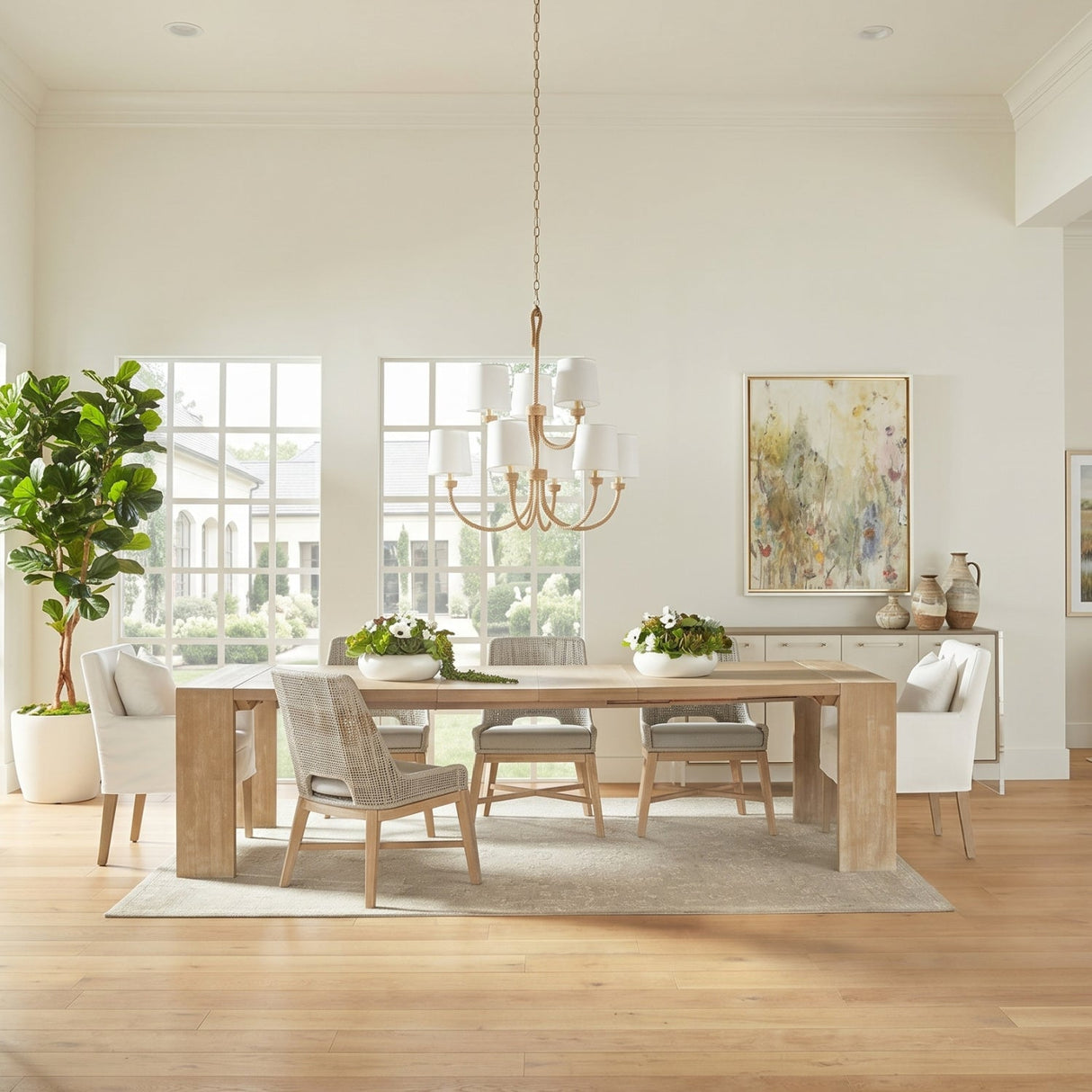 Modern European furniture - Natural Acacia Extendable Dining Table - www.oroa.com