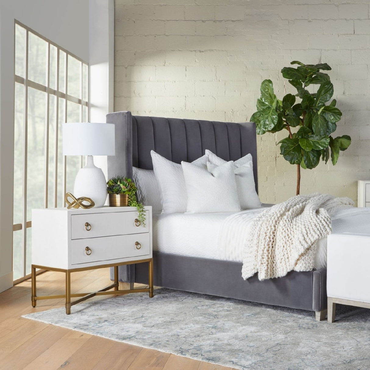 Shagreen Drawer Nightstand | Living Essentials Strand – angled view