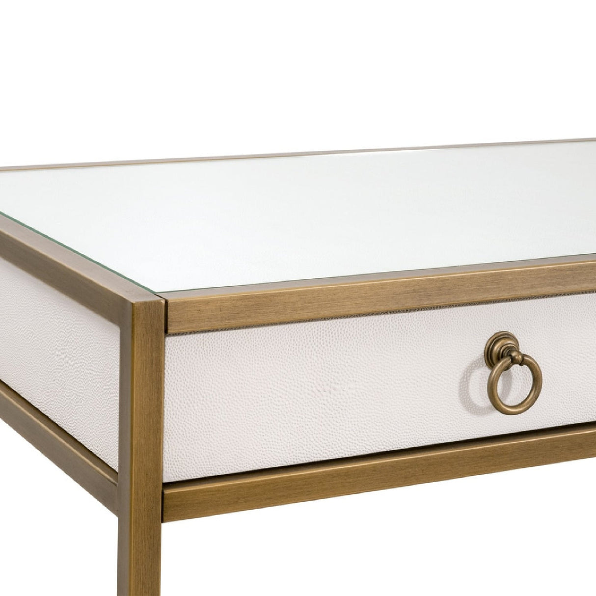 Modern European furniture - White Shagreen 2-Drawer Desk - www.oroa.com