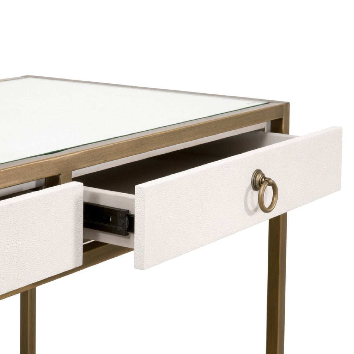 Modern European furniture - White Shagreen 2-Drawer Desk - www.oroa.com