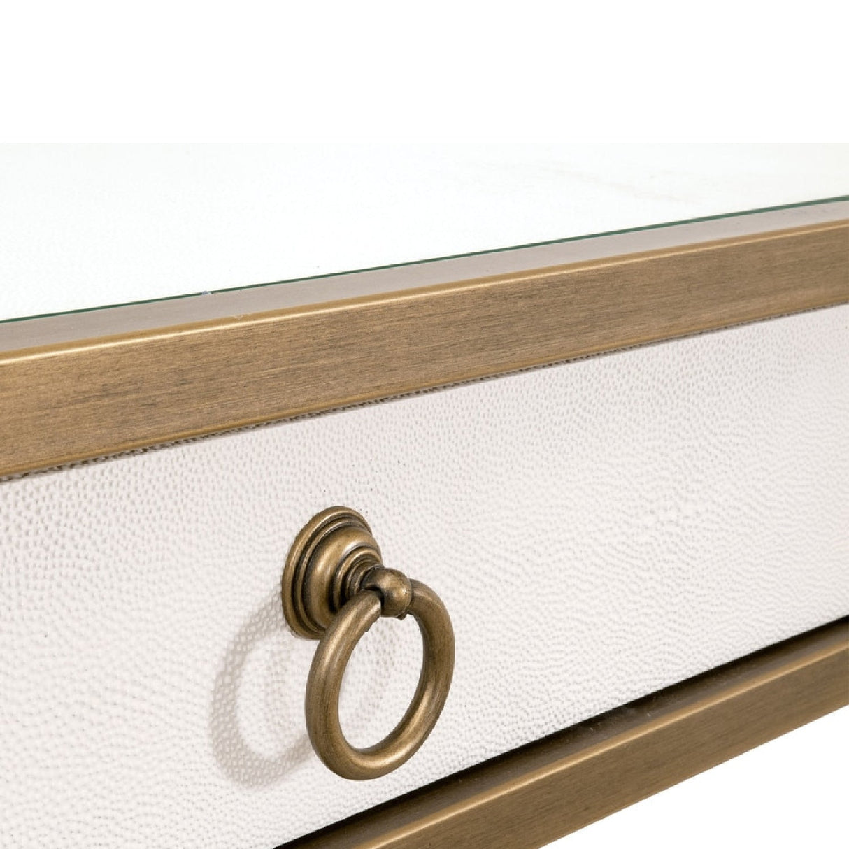 Modern European furniture - White Shagreen 2-Drawer Desk - www.oroa.com