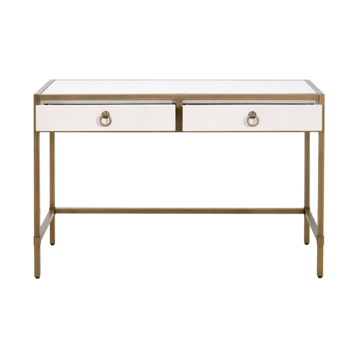 Modern European furniture - White Shagreen 2-Drawer Desk - www.oroa.com
