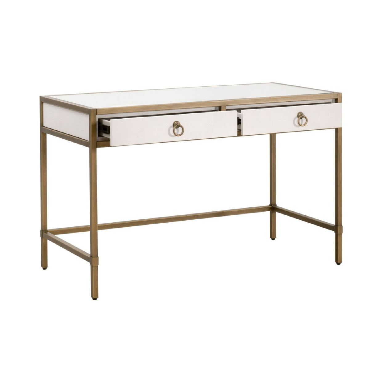 Modern European furniture - White Shagreen 2-Drawer Desk - www.oroa.com