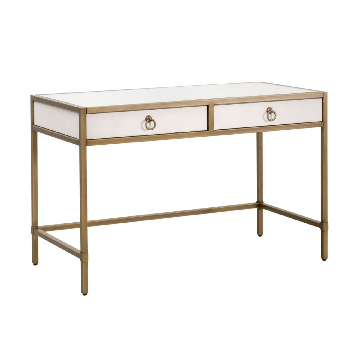 Modern European furniture - White Shagreen 2-Drawer Desk - www.oroa.com