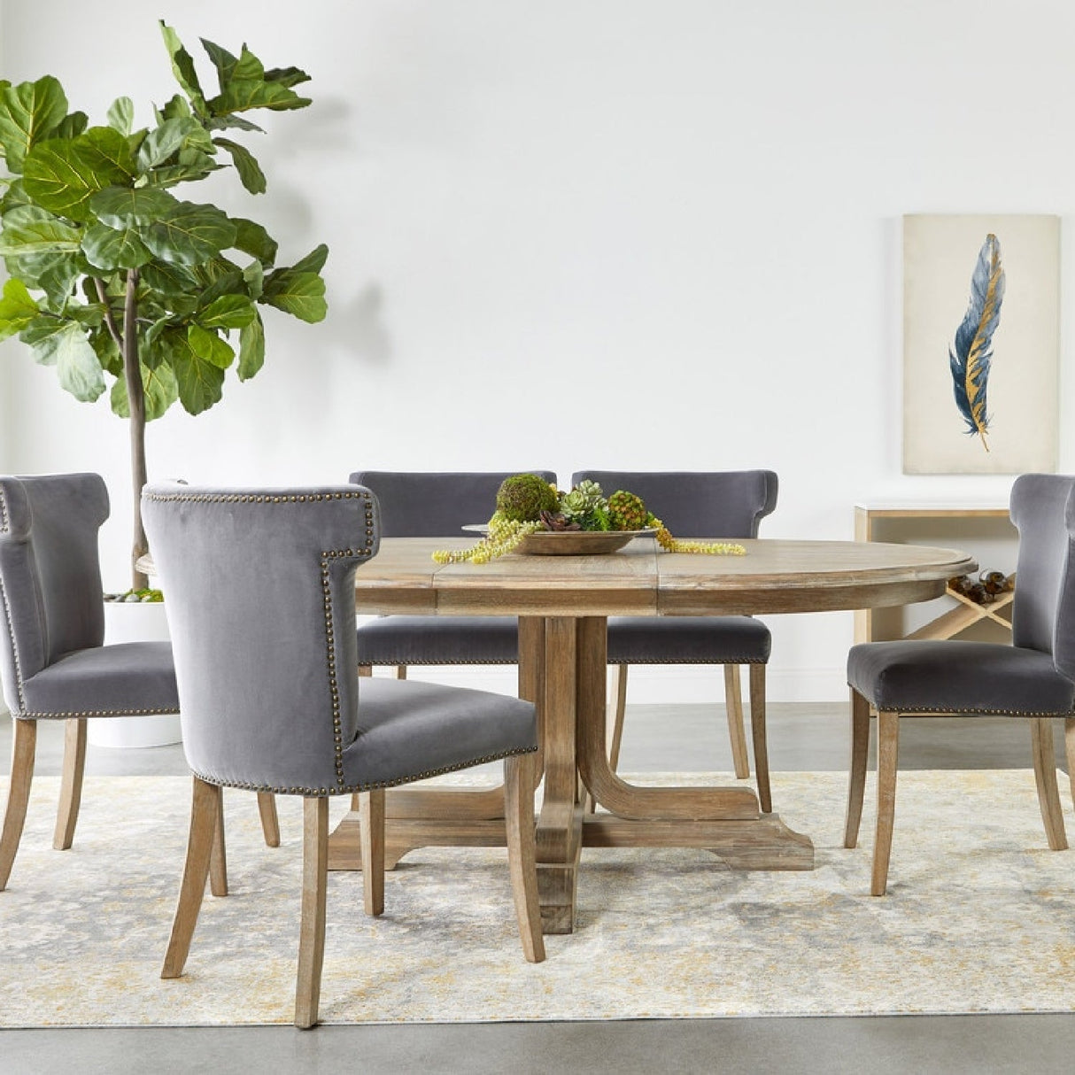 Modern European furniture - Round Acacia Extendale Dining Table - www.oroa.com