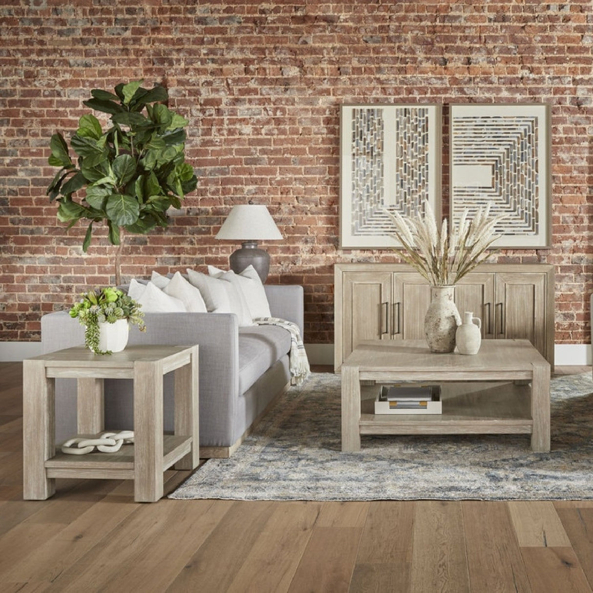 Modern European furniture - Gray Acacia Square End Table - www.oroa.com