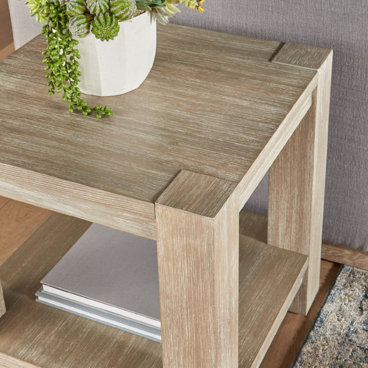 Modern European furniture - Gray Acacia Square End Table - www.oroa.com