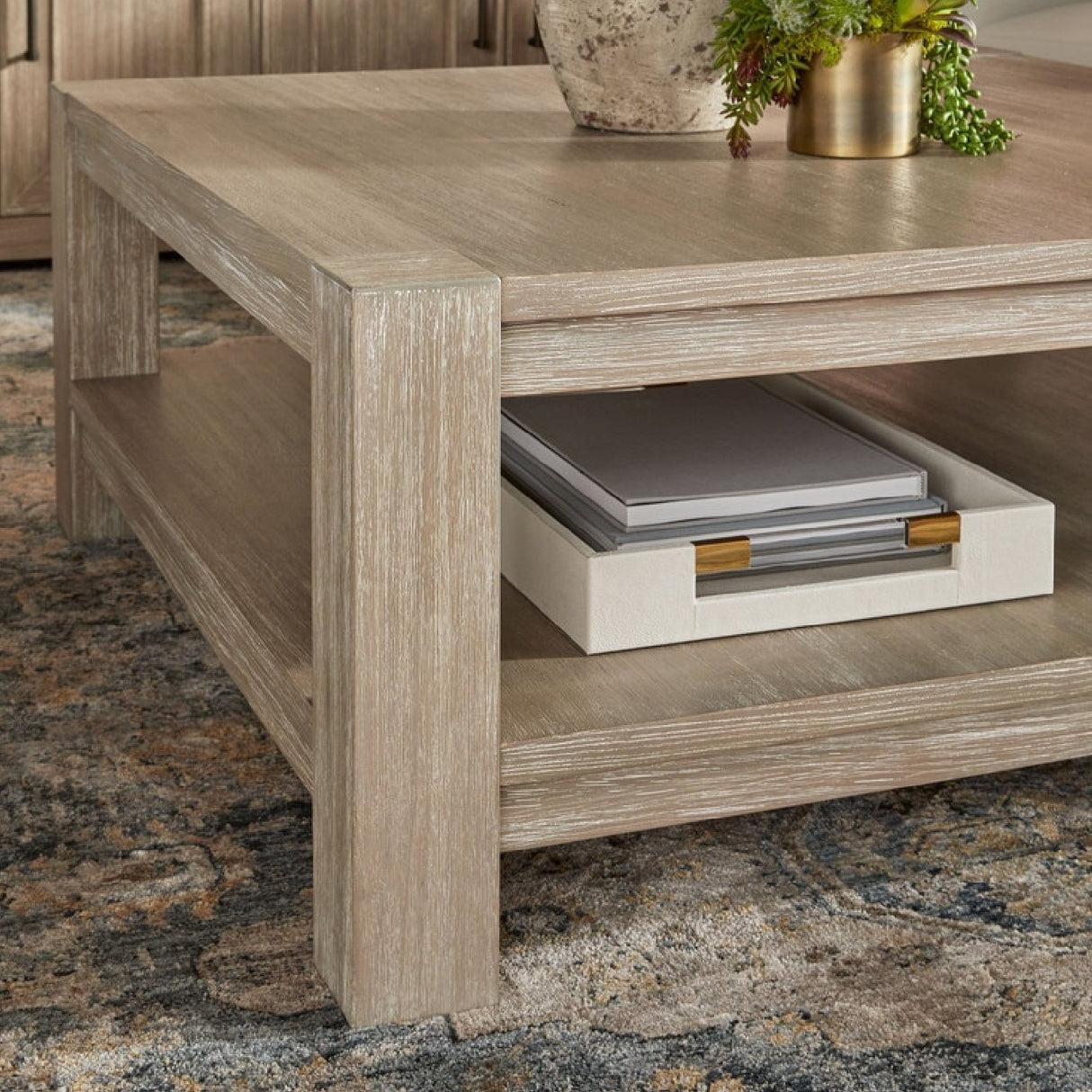 Gray Acacia Wooden Coffee Table | Living Essentials Adler – alternate view 9