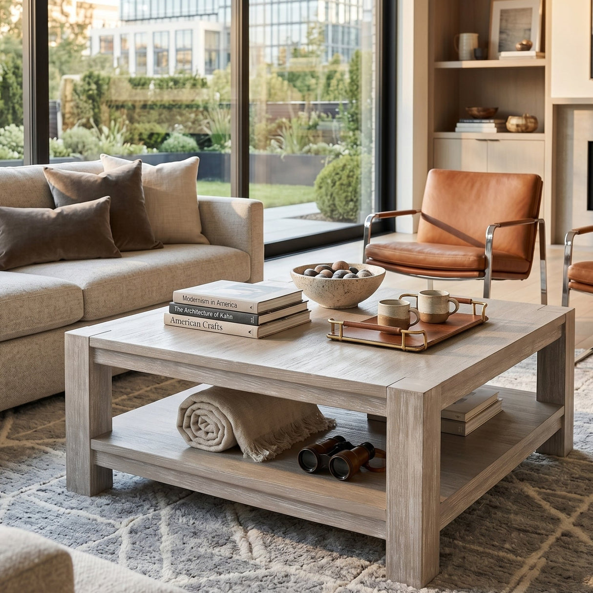 Gray Acacia Wooden Coffee Table | Living Essentials Adler