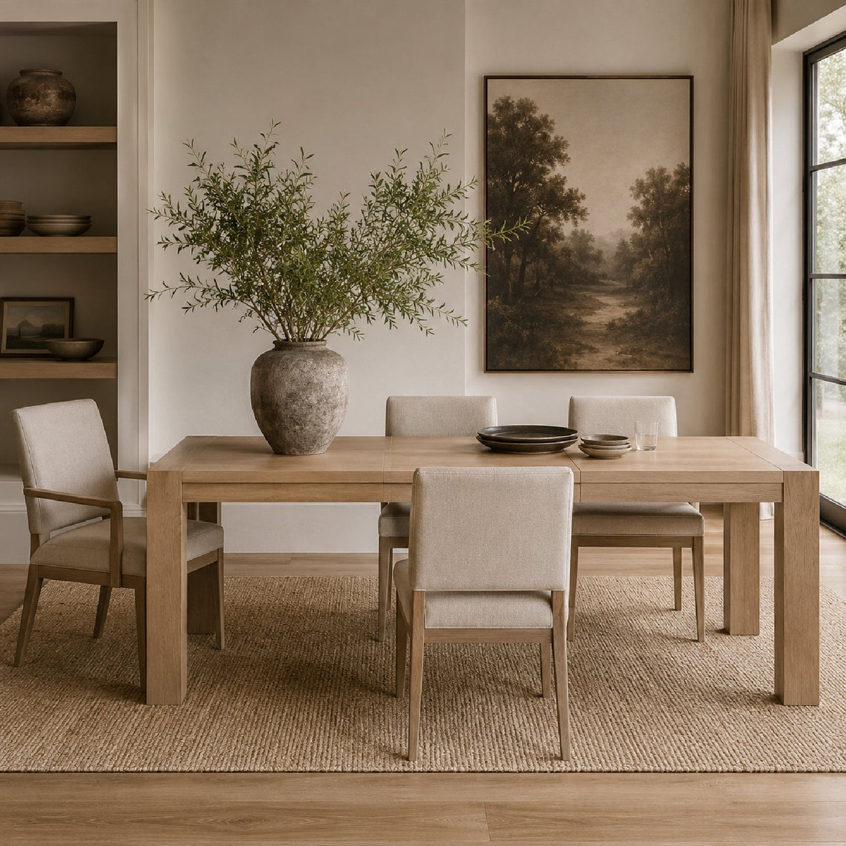 Extendable Oak Dining Table | Living Essentials Adler – angled view