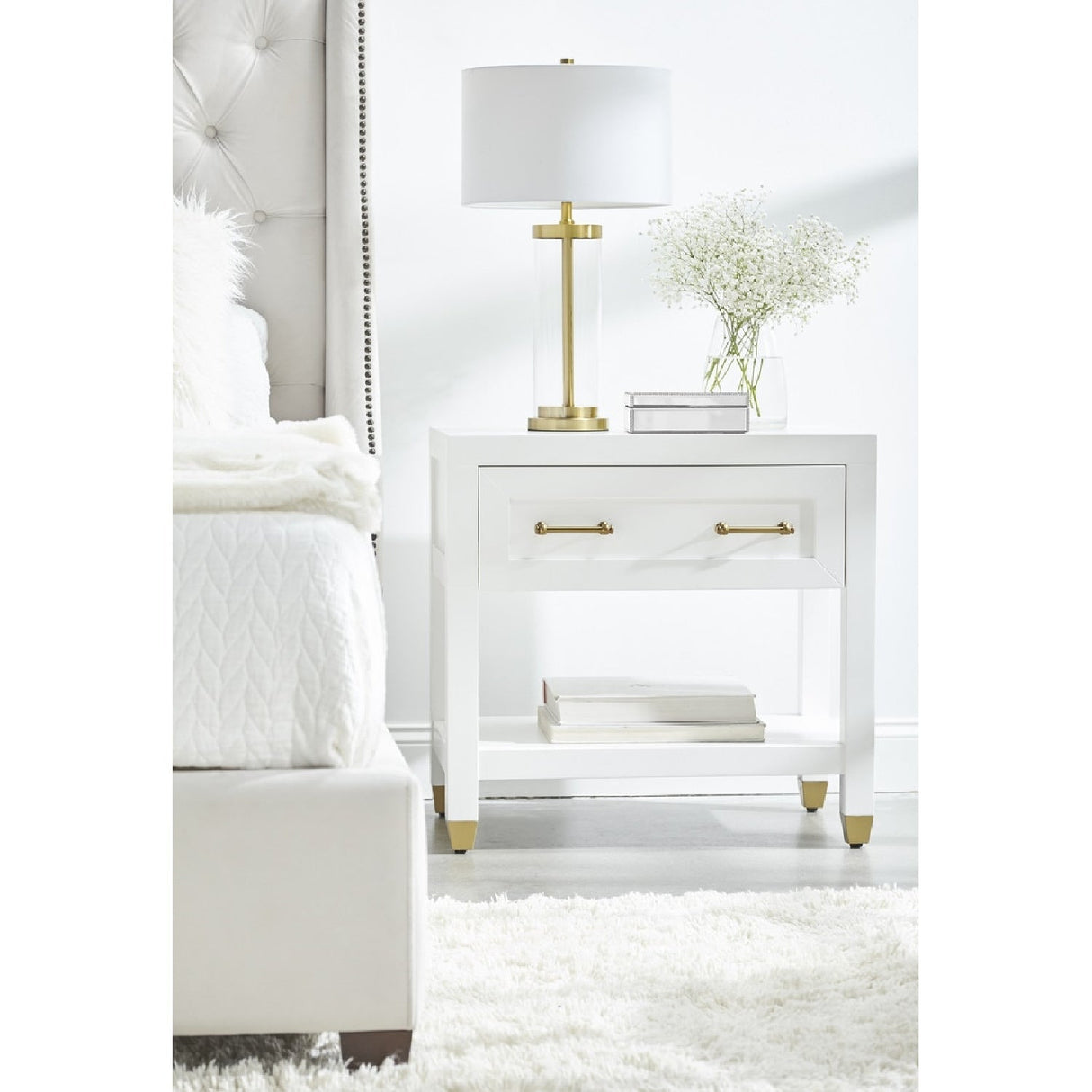 Modern European furniture - White 1-Drawer Nightstand - www.oroa.com